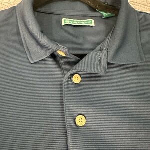 Men Cubavera Essential Textured Striped Polo Shirt in Dark Navy Size Large